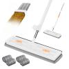 Adjustable 360 Rotating Flat Mop with Super Absorbent Fiber Pads and Wet and Dry Use, Mop with Automatic Water Compression (4 Microfibre Pads) (White) view 1
