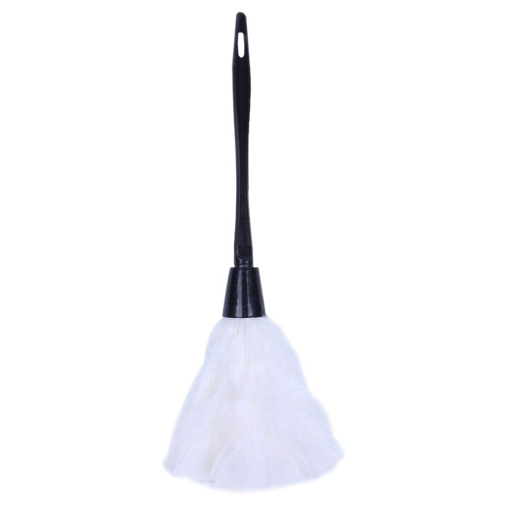 Fvoagaou 1pc Fashion Turkey Duster with Black Plastic Handle Cleaning Tool(white) 35cm