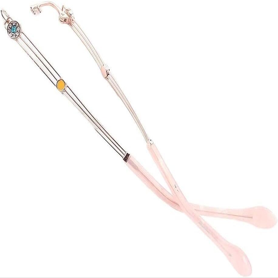 GINTON Replacement Temple Arm Frame,Eyeglass End Tips, Eyeglasses Arm Leg,1 Pair Rimless Glasses 2-Hole Temples Rhinestone Eyeglass Repair Parts Eyeglass Temples Replacement Arms, Pink