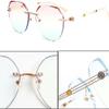 GINTON Replacement Temple Arm Frame,Eyeglass End Tips, Eyeglasses Arm Leg,1 Pair Rimless Glasses 2-Hole Temples Rhinestone Eyeglass Repair Parts Eyeglass Temples Replacement Arms, Pink view 2