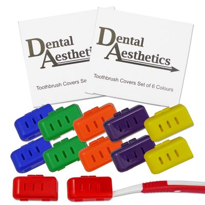 12 x Toothbrush Covers (Set of 6 Colours) ~ Family Bulkpack for Manual Toothbrushes