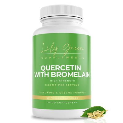 Lily Green High Strength Quercetin & Bromelain Supplement | 1200mg Per Serving Immune Support & Antioxidant Supplement | 60 Vegan Capsules of Quercetin with Bromelain | No Artificial Additives