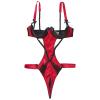 DOUKI Women One-piece Lingerie Open Crotch Bodysuit Adjustable Shoulder Straps 1/4 Underwired Open Cups Crotchless Backless Nightwear view 2