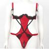 DOUKI Women One-piece Lingerie Open Crotch Bodysuit Adjustable Shoulder Straps 1/4 Underwired Open Cups Crotchless Backless Nightwear view 4