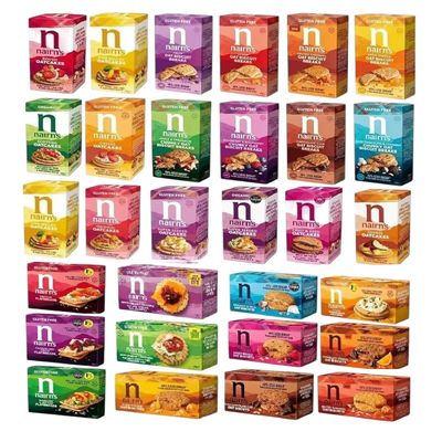 Nairn's PICK ANY 6 Gluten Free & Non-Gluten Free Oat Biscuits, Oatcakes, Crackers, Flatbreads. Flavours inc. Chocolate chip, cheese, fruit and seed, Stem Ginger, Mixed Berries, Salted Caramel Etc.