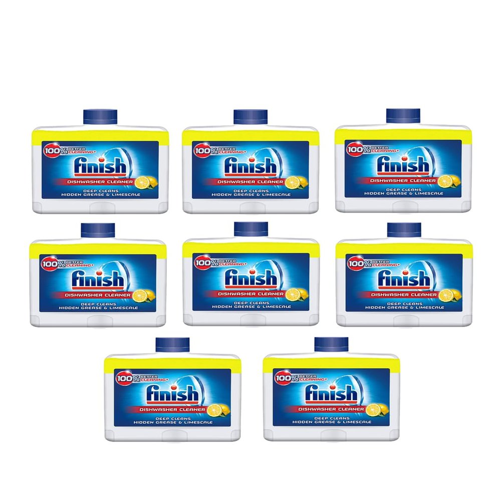 Finish Dishwasher Cleaner - Savers Pack of 8x250ml - De-scales, Deep Cleans, Prolongs Life of Dishwasher - Removes Nasty Odours