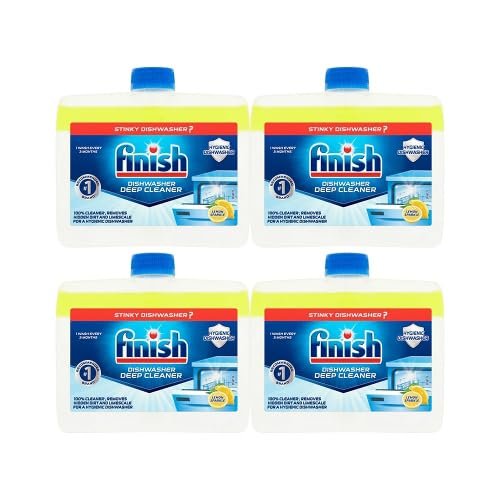 Finish Dishwasher Cleaner - Savers Pack of 4x250ml - De-scales, Deep Cleans, Prolongs Life of Dishwasher - Removes Nasty Odours