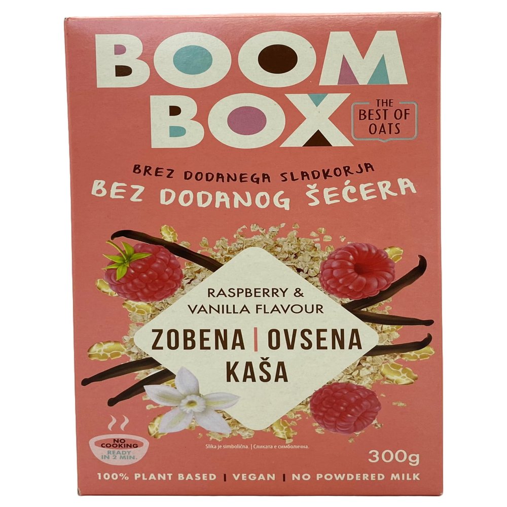 BOOM BOX Raspberry Vanilla Oatmeal - 300g - A Delightful Blend of Fruit and Vanilla Flavors