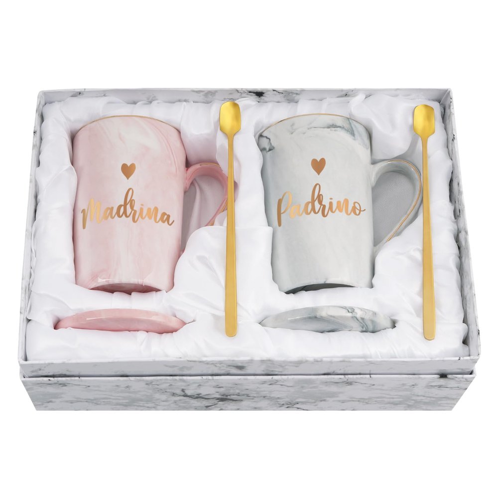 Cabtnca Godparents Proposal Gift, Madrina Padrino Padrinos Proposal Gift, Tazas Regalos Para Padrino Madrina Mug, Christmas Gifts for Godmother Godfather, 14Oz Set of 2