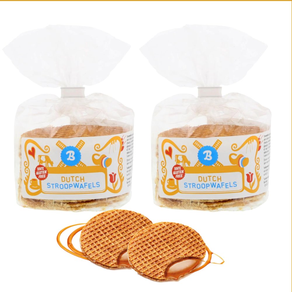 Gluten-Free Dutch Stroopwafel 2 Pack Bundle - 2 x 240g of Guilt-Free Delights for Stroopwafel Lovers. Ideal Complement to Coffee Tea or Hot Chocolate