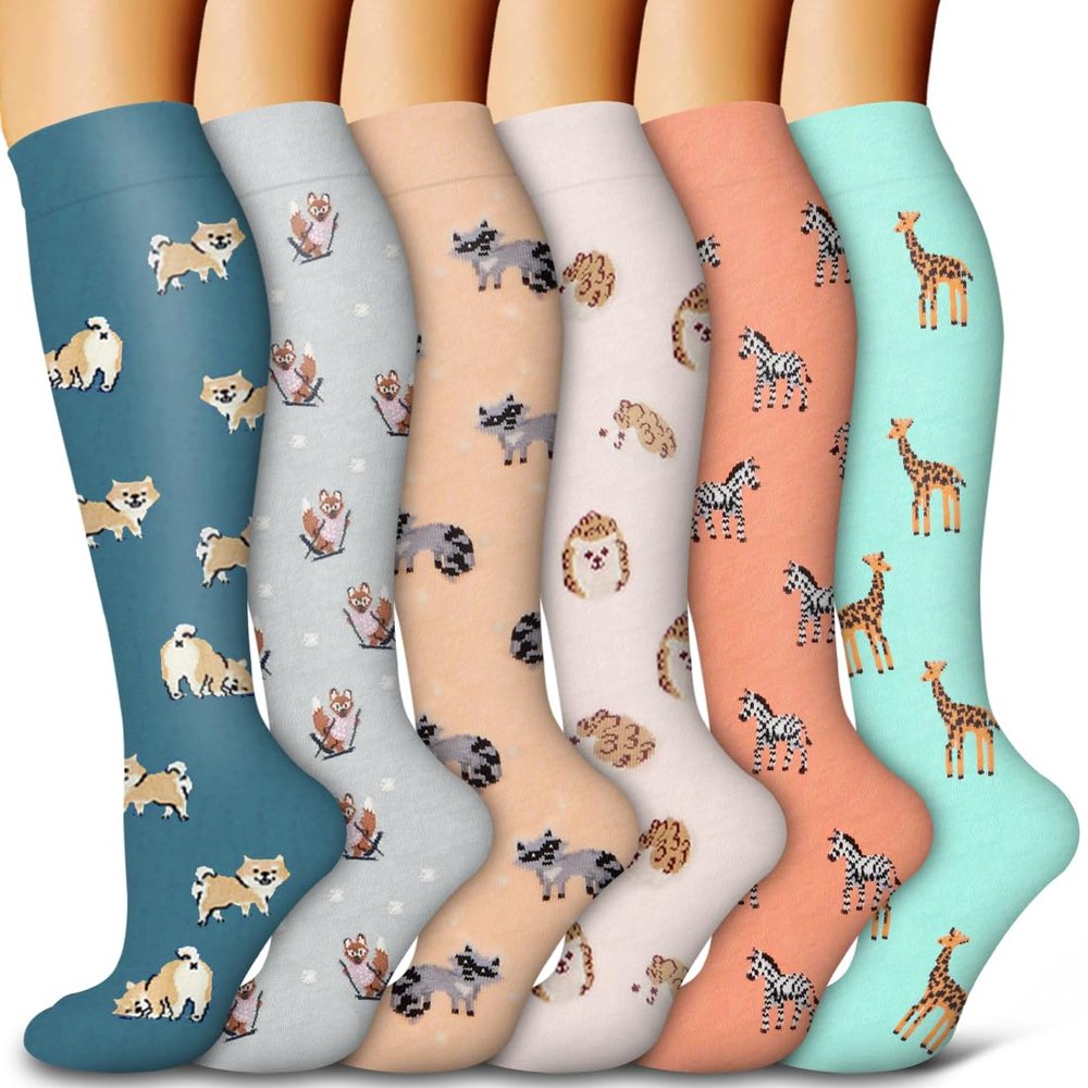 Bluemaple 4 Pack Compression Socks for Women and Men -Best Support for Medical,Running,Nursing,Athletic, D-assorted111, Large-X-Large