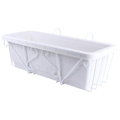Over Rail Planter Holder Hanging Shelf Basket Balcony Hanging Flower Box Rack Railing Planter Pots Iron Metal Plant Stand Flower Pot Holder for Patio Porch Windows Hanging Plant Stand (Color : White