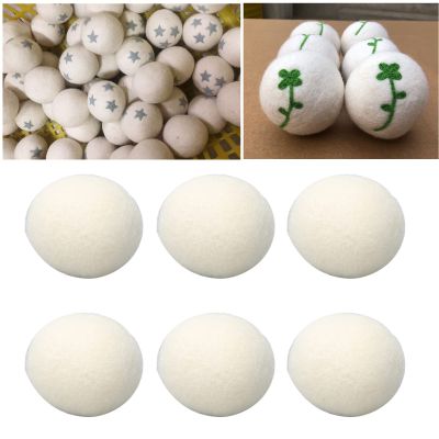Organic Wool Dryer Balls, Pack of 6, 4cm, Natural Fabric Softener, Reusable Laundry Aid for Static and Wrinkle Reduction