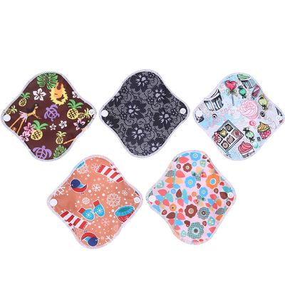 5 Pcs Cloth Napkins, Washable Sanitary Napkins, Reusable Bamboo Menstrual Pads, Feminine Cloth Sanitary Pads for Teenage Women, S(B-Multicolor)