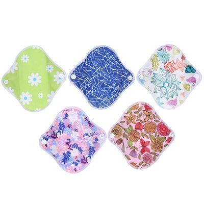 5 Pcs Cloth Napkins, Washable Sanitary Napkins, Reusable Bamboo Menstrual Pads, Feminine Cloth Sanitary Pads for Teenage Women, S(A-Multicolor)