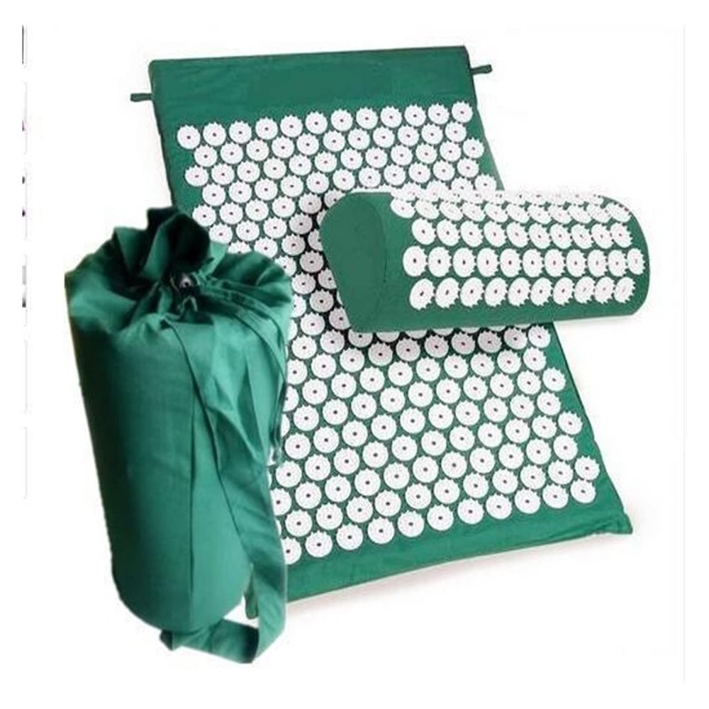 FrEshn Massage Cushion Acupressure Mat Head Neck Back Foot Massage Cushion Pillow Yoga Spike Mat Anti-stress Acupuncture pad Needle Massager Massage Cushion For Back (Size : Army Green)