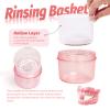 Denture Bath Box Denture case Retainer Cleaning Box Complete Clean Care for Dentures (transparent pink) view 4