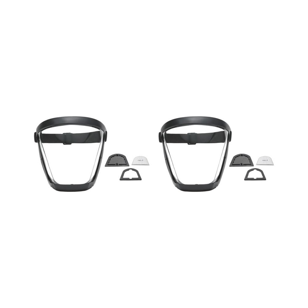 2 set of Full Face Shield Removable Filter Plug Anti Fog for Kitchen Restaurant black, 185 x 170 x 110mm