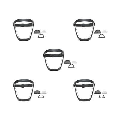 5 set of Full Face Shield Removable Filter Plug Anti Fog for Kitchen Restaurant black, 185 x 170 x 110mm