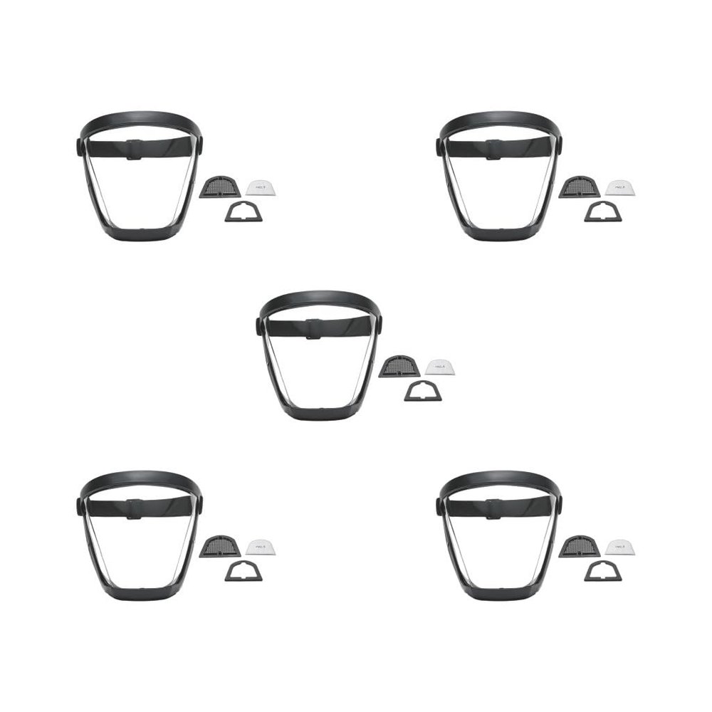 5 set of Full Face Shield Removable Filter Plug Anti Fog for Kitchen Restaurant black, 185 x 170 x 110mm