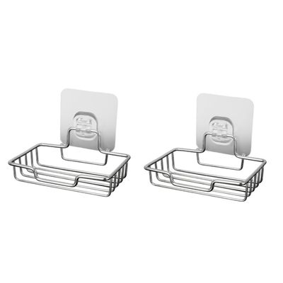 2pcs Bathroom Soap Holder Stainless Steel Soup Holder Kitchen Sponge Holder Wall Mount Soup Holder Adhesive Soup Holder Storage Rack Sucker