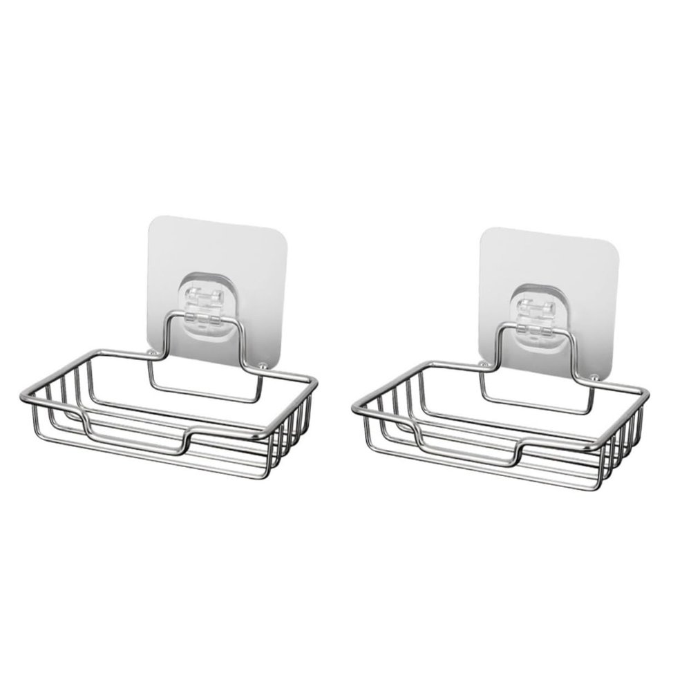 2pcs Bathroom Soap Holder Stainless Steel Soup Holder Kitchen Sponge Holder Wall Mount Soup Holder Adhesive Soup Holder Storage Rack Sucker
