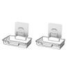 2pcs Bathroom Soap Holder Stainless Steel Soup Holder Kitchen Sponge Holder Wall Mount Soup Holder Adhesive Soup Holder Storage Rack Sucker view 1