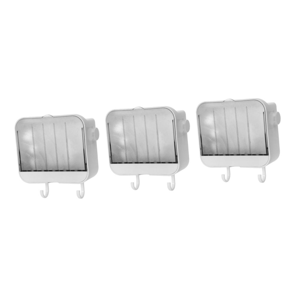 3 Pcs Soap Dish with Lid Self Adhesive Soap Tray Soap Container Bathroom Supply Soap Drainer Tray Sponge Dish Shower Soap Case Bathroom Soap Dish Nail White Soap Holder