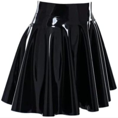 Handmade Black Latex Mini Skirt Sexy Summer Mini Dancewear Women Latex Rubber,Orange,XXL