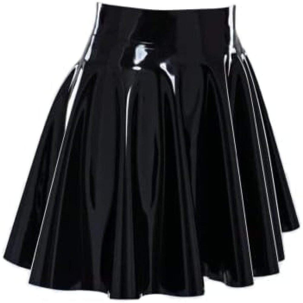 Handmade Black Latex Mini Skirt Sexy Summer Mini Dancewear Women Latex Rubber,Orange,XXL