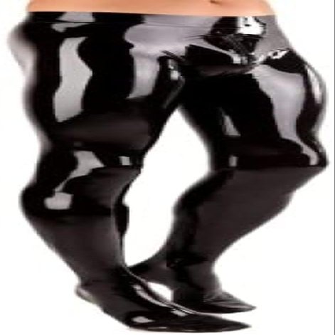 Latex Leggings Men Skinny Trousers 3D Cut Crotch Zip,Clear,XL