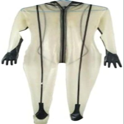 GOCTRN Latex Rubber Cool Gummi Transparent Color Jumpsuit Handsome Racing Uniform Sport Hand Customized,Clear+black-male,S