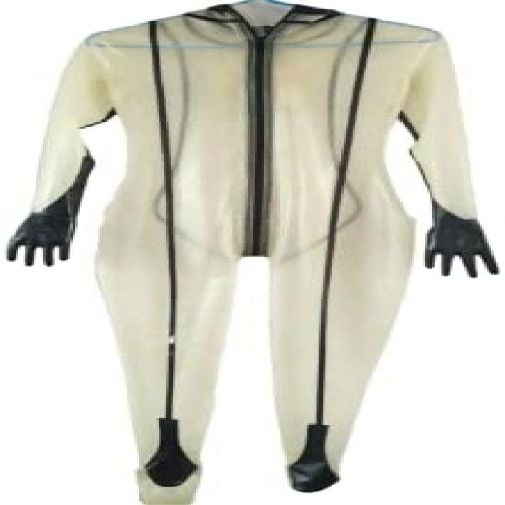 GOCTRN Latex Rubber Cool Gummi Transparent Color Jumpsuit Handsome Racing Uniform Sport Hand Customized,Clear+black-male,S