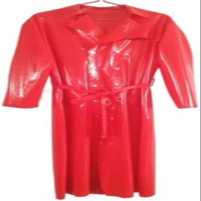 Latex Rubber Anzug Mantel Gummi Rot Long Trench Coat,Custom Color,S