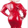 Keyhole Front Pencil Dress Women Sexy Latex PVC Long Sleeve Knee Length Back Zipper Dress,Auburn,5XL view 2