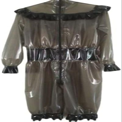 GOCTRN Latex Rubber Women Loose Gray Dress Suit Customizable,Gray,XS
