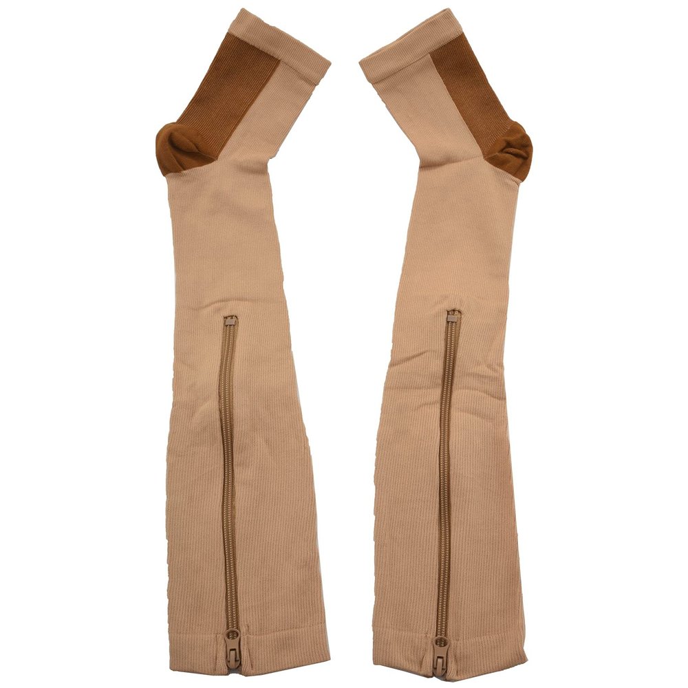 Graootoly Compression Stockings Nylon Zipper Compression Sock Leg Knee Support Open Preventing Varicose Veins Socks(Color)XXL