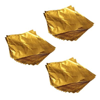 Fegtrty 300Pcs Square Sweets Candy Chocolate Lolly Paper Aluminum Foil Wrappers Gold