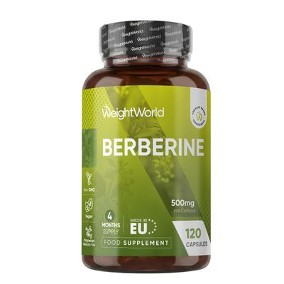 Berberine Supplement - 500mg per Capsule - 4 Months Supply - 120 Capsules - Stable Berberine Form- 1 per Day - Vegan-Friendly & Non-GMO - Sourced from Berberis Aristata