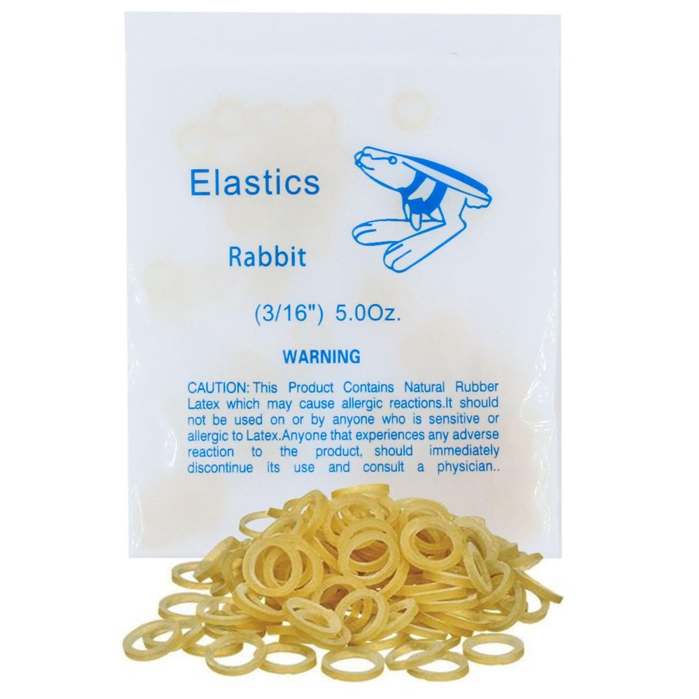 100 Pack Orthodontic Elastics Dental Rubber Bands Intraoral Elastic Bands Blue Rabbit(Medium, 5 Oz, 3/16''