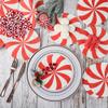 100Pcs Christmas Paper Napkins Peppermint Candy Disposable Napkins Round Lollipop Xmas Candy Party Tableware Decor Red White Cocktail Napkins for Winter Holiday Dinner Party Supplies view 4
