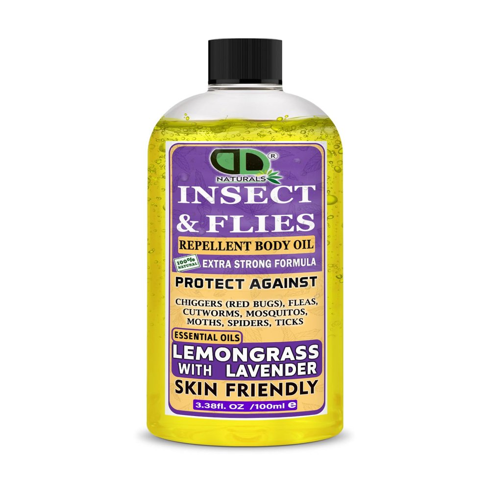 DD Teck Herbal Pest Deterrent Solution Plant Based Ingredients Lemongrass & Lavender Essential Oils Long Lasting Barrier Suitable Adults Children Family Friendly Non Greasy (100ml Cap)