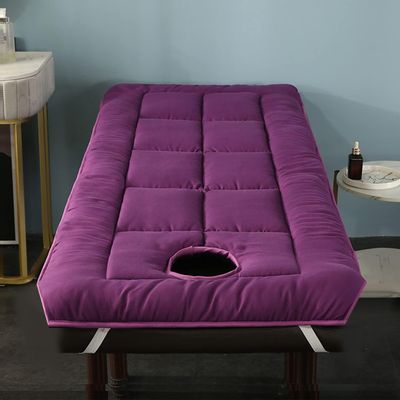 LXJDDLD Spa Massage Table Pad,Beauty Salon Bed Mattress with Square/Round/Trapezoidal Head,Lash Bed Cover with Face Breathing Hole,Non-Slip Massage Accessories Protective Topper,Purple T,80x190cm