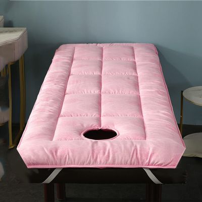 LXJDDLD Spa Massage Table Pad,Beauty Salon Bed Mattress with Square/Round/Trapezoidal Head,Lash Bed Cover with Face Breathing Hole,Non-Slip Massage Accessories Protective Topper,Pink T,60x180cm