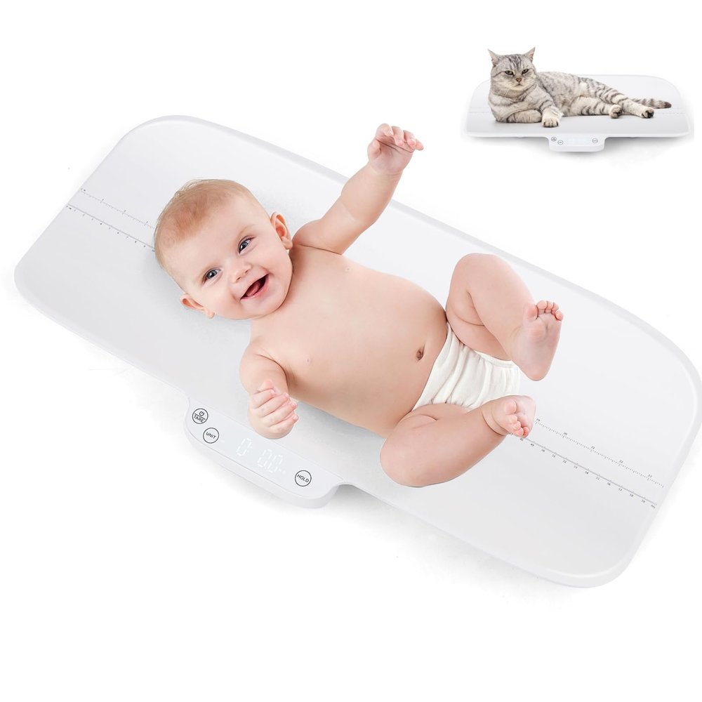 GYMAX Baby and Pet Scale, Newborn Toddler Weighing Scale with LED Display, 4 Units, Tare and Hold Functions, Electronic Digital Scales for Pets and Infants