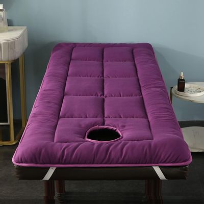LXJDDLD Spa Massage Table Pad,Beauty Salon Bed Mattress with Square Head,Lash Bed Cover with Face Breathing Hole,Non-Slip Massage Accessories Protective Topper,Purple S,60x180cm