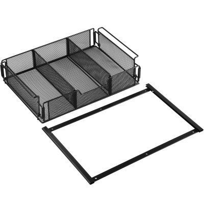 NLDGR Under Desk Drawer, Desk Drawer Storage Organizer, Hidden Desktop Organizer, Black Metal Hanging Drawers for Office and Home Desks Tables(#1)