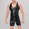 Mymyguoe Wetlook Lingerie Men's Jumpsuit Party Clubwear Latex Jumpsuit for Men in Latex with Zip Short Jumpsuit Shiny Underwear Clubwear, black, S view 2