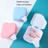 Denture Case, Denture Storage Box Anti-Crack Store Dentures Professional Double Drain Easy to Use Denture Care Box for Cleaning Denture, Special Birthday Gift Pink view 2