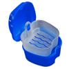 2PCS Denture Case, Denture Cup with Strainer, Denture Bath Case Effective Compact False Teeth Full Protection Denture Bath Box for Trip Dark Blue view 1